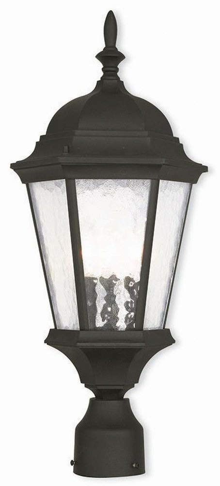 Livex Lighting 75468-14 Textured Black Post Mount with Clear Water Glass