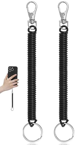 DPWOUM 2Pcs Elastic Ropes Retractable Coil Springs Keychain, Anti-lost Key Chain Holder Clasp for Keys Wallet Cellphone and Other Identification