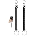 DPWOUM 2Pcs Elastic Ropes Retractable Coil Springs Keychain, Anti-lost Key Chain Holder Clasp for Keys Wallet Cellphone and Other Identification