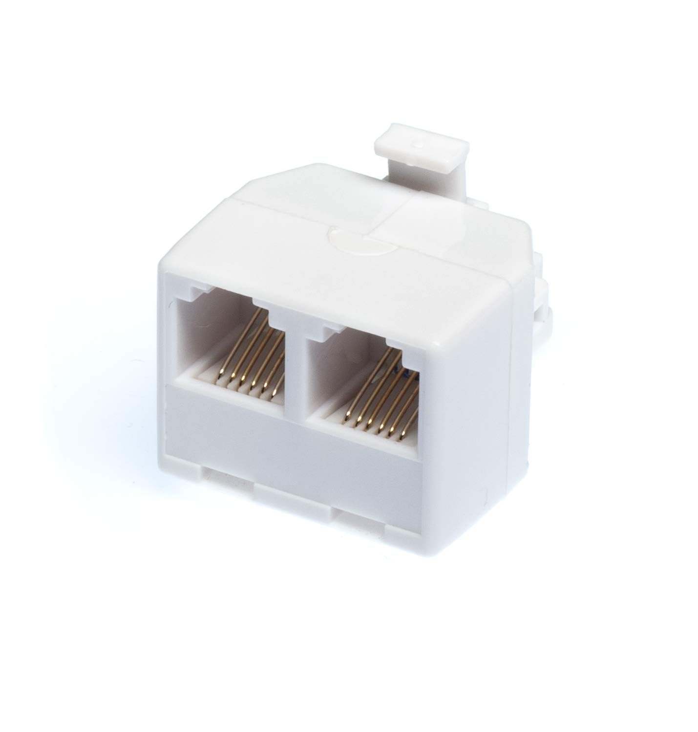 THE CIMPLE CO Duplex Jack Phone Wall Adapter - 3 Pack, White - 2-Way Telephone Splitter (2 Lines) Wall Jack Phone RJ11 Adapter