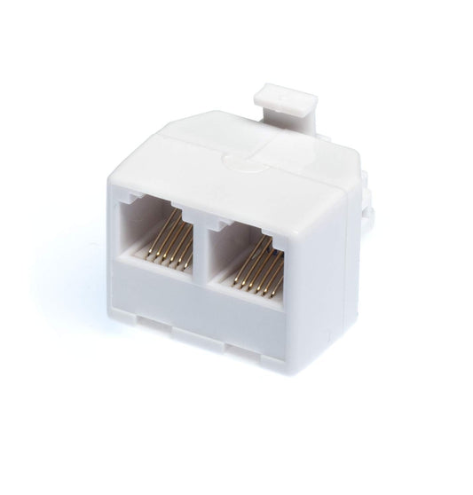 THE CIMPLE CO Duplex Jack Phone Wall Adapter - 3 Pack, White - 2-Way Telephone Splitter (2 Lines) Wall Jack Phone RJ11 Adapter