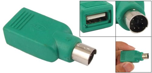 uxcell® Mini 6 Pin DIN PS/2 to USB Mouse Adapter Connector Grn