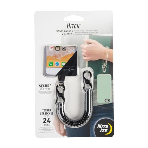 Nite Ize Hitch Phone Anchor & Tether - Durable, Coiled Phone Tether for Everyday & Outdoor Use - Adventure-Proof Design for Drop & Theft Protection