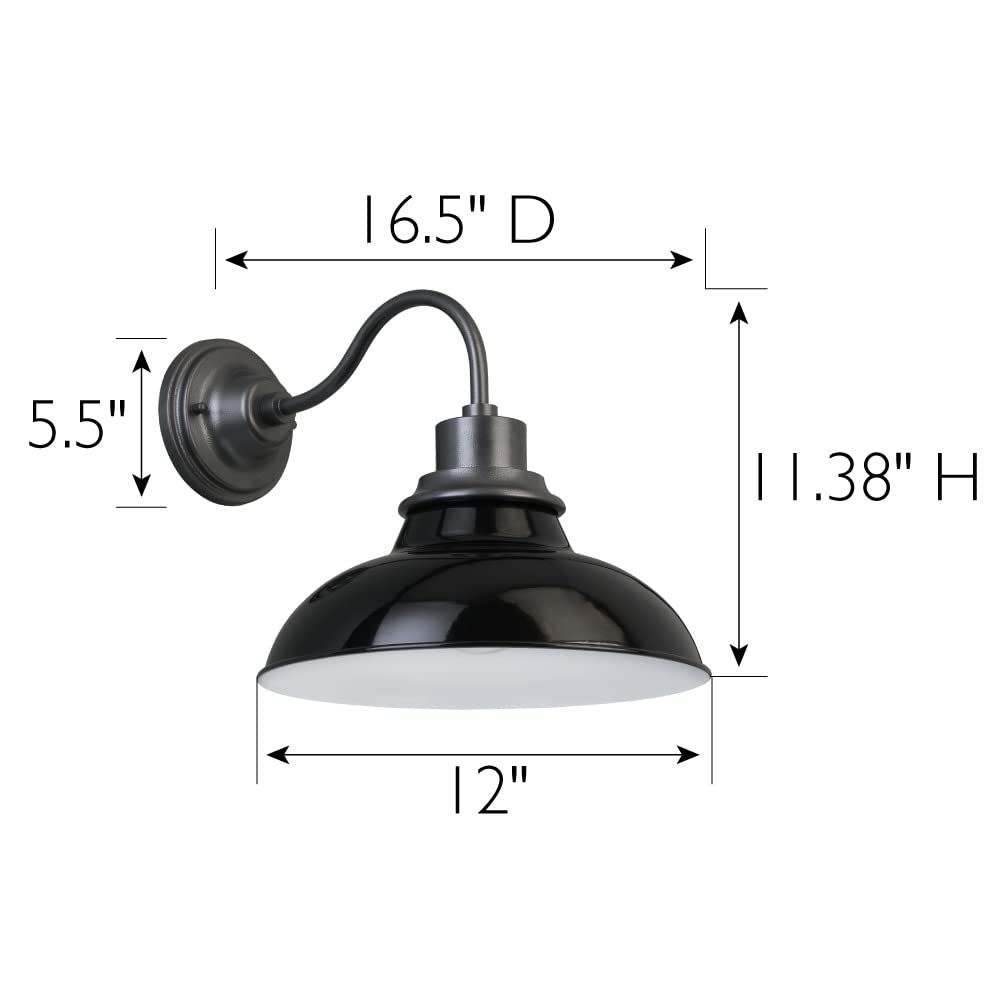 Design House 588566-GBG Hamilton Industrial Farmhouse 1-Light Indoor/Outdoor Wall Mount 12-Inch Light with Metal Shade for Porch Entryway Kitchen