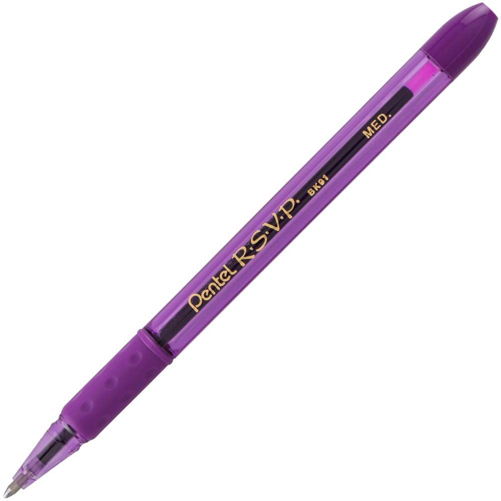 Pentel R.S.V.P. Colors Ballpoint Pen, Medium, Assorted Ink, Pack of 5 (BK91CRBP5M)