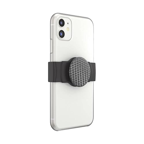 PopSockets Phone Grip Slide for Phones and Cases, Sliding Phone Grip with Expanding Kickstand - Carbonite Weave