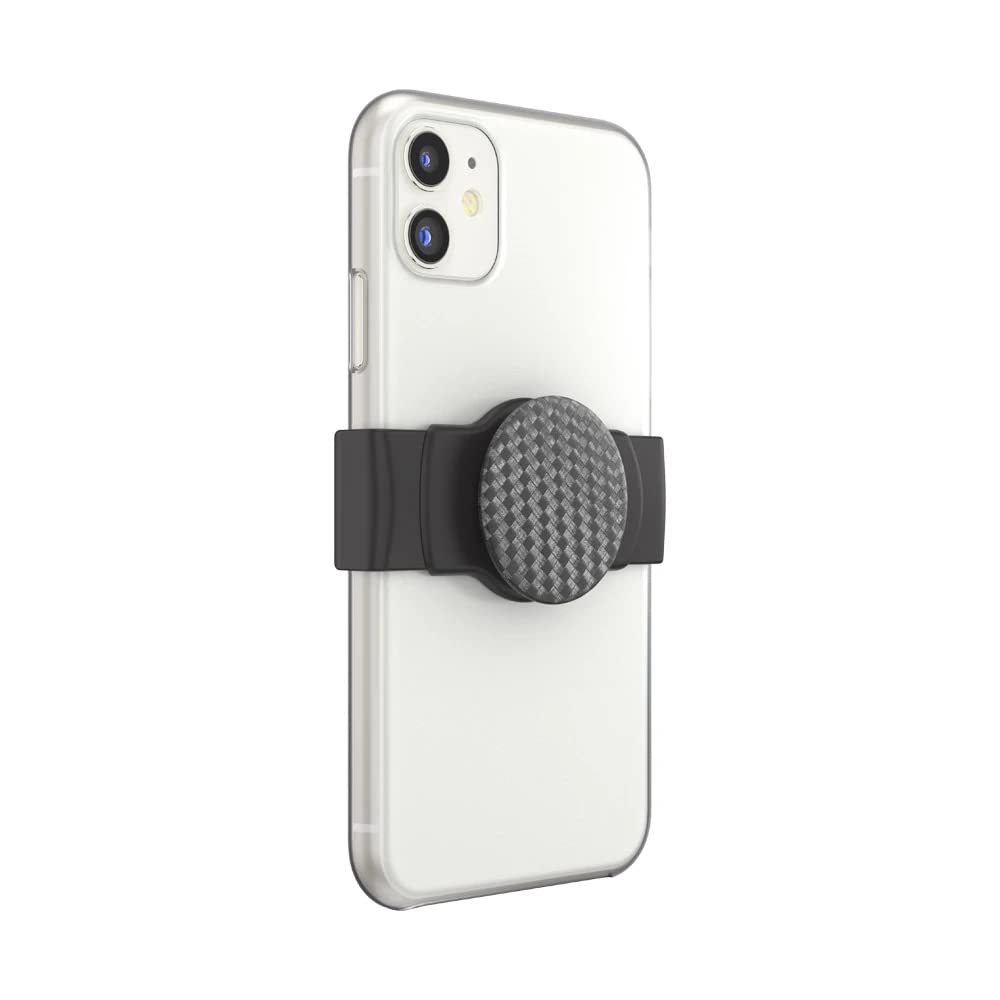 PopSockets Phone Grip Slide for Phones and Cases, Sliding Phone Grip with Expanding Kickstand - Carbonite Weave