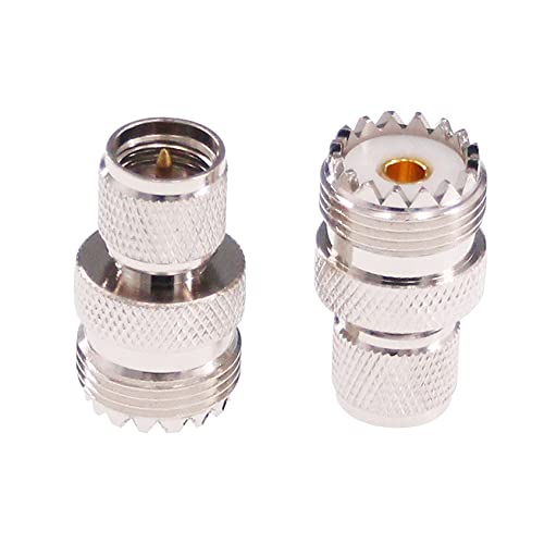 RFaha 2pcs RF coaxial Adapter Mini-UHF Male PL259 to UHF SO239 Connector(F34-2)