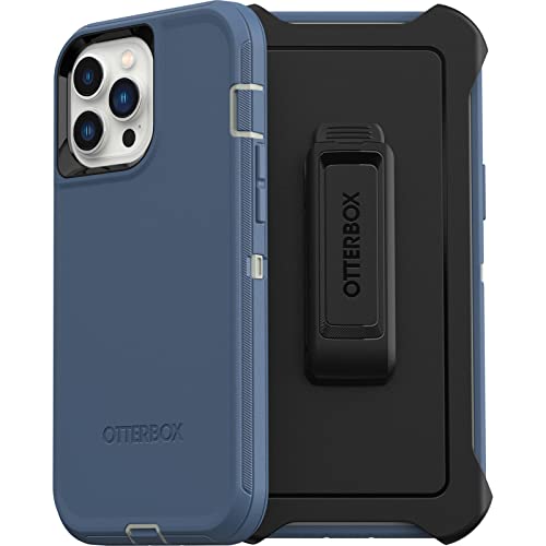 OtterBox iPhone 13 Pro Max & iPhone 12 Pro Max Defender Series Case - Fort Blue, Rugged & Durable, with Port Protection, Includes Holster Clip