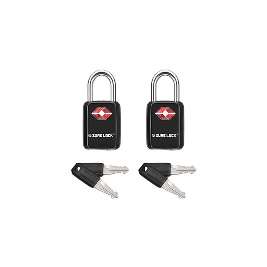 SURE LOCK TSA Approved Luggage Locks – Keyed Alike 2 Pack, Compact Zinc Alloy Travel Padlocks with Steel Shackle for Suitcase & Gym Locker