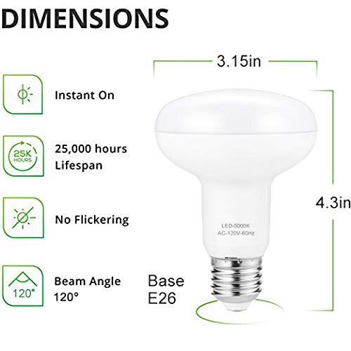 Small frog BR25/R25 Led Can Light Bulbs, 9W Dimmable Flood Lights (75W Equivalent), E26 Medium Base Bulb 5000K Daylight White for Indoor Outdoor