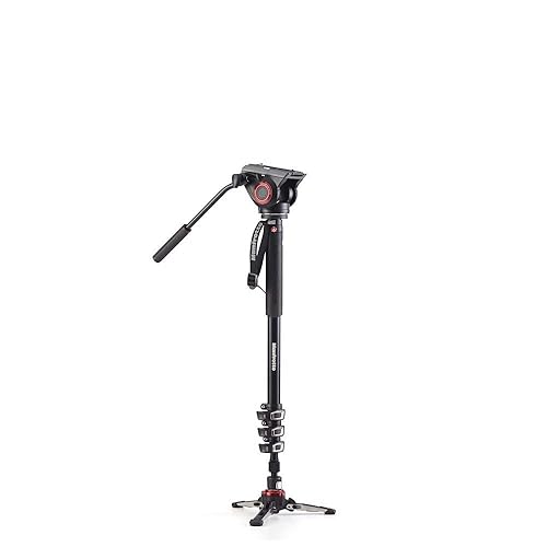 Manfrotto Video Monopod XPRO+, Camera and Video Support Rod with Video Head, 4-Section in Aluminum with Fluid Base, Photography Accessories