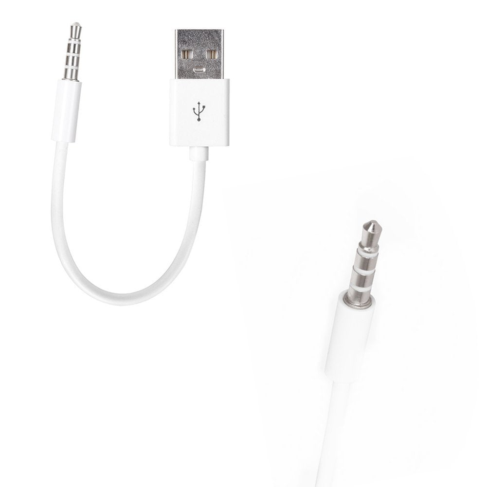 iAbler iPod Shuffle Cable, 2 Pack 3.5mm Jack/Plug to USB USB Power Charger Sync Data Transfer Cable for iPod Shuffle 3rd 4th 5th MP3/MP4
