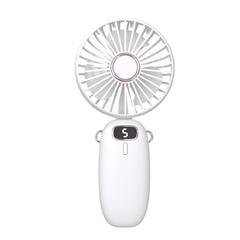 ICONIUM Mini Handheld Fan, USB Rechargeable 5-Speed Foldable Personal Fan, Portable 90° Adjustable Desk Fan (WHITE)