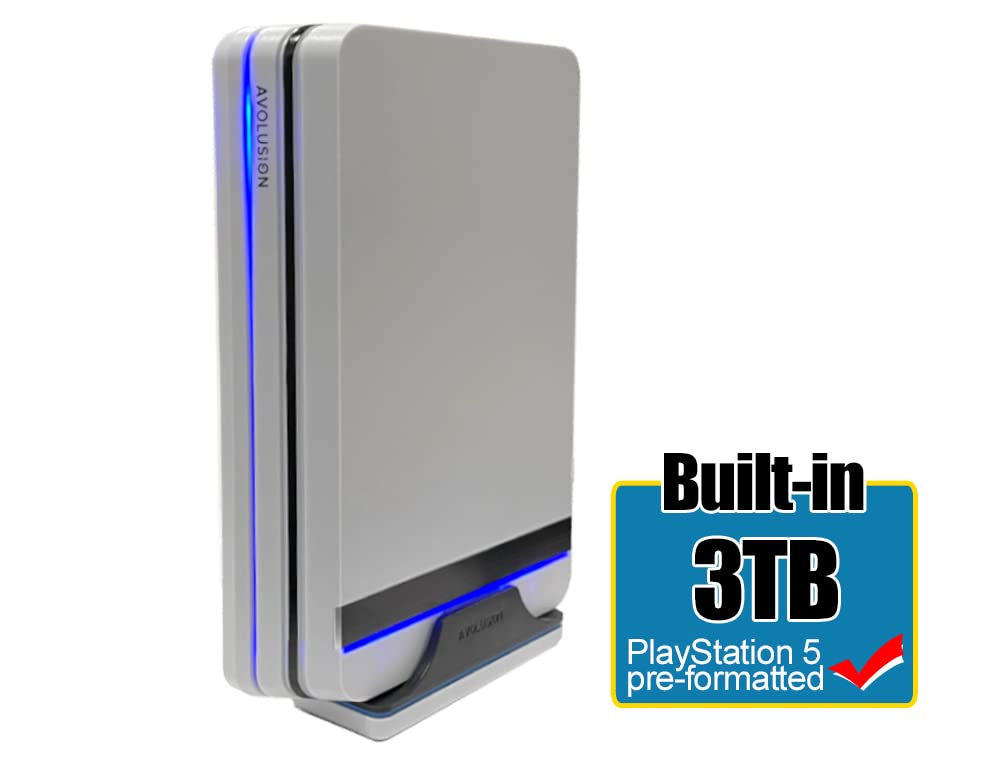 Avolusion PRO-X (White) 3TB USB 3.0 External Gaming Hard Drive for PS5 Game Console (Renewed)