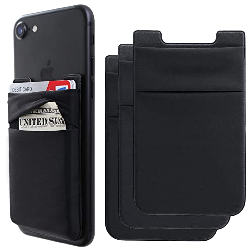 Hoblaze Phone Card Holder Stretchy Wallet Pocket Credit Card ID Case Pouch Sleeve Adhesive Sticker Compatible with iPhone Samsung Galaxy Android