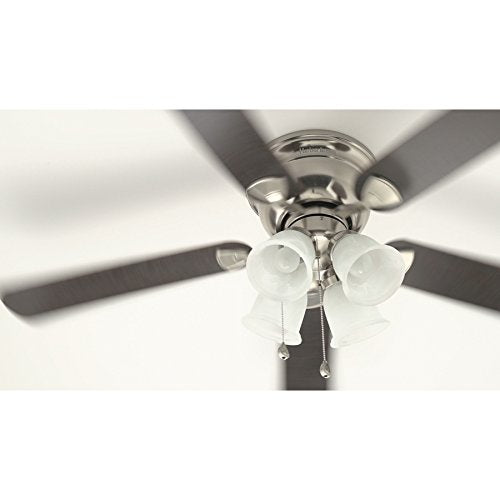 Harbor Breeze Centerville 52-in Brushed Nickel Flush Mount Indoor Ceiling Fan with Light Kit