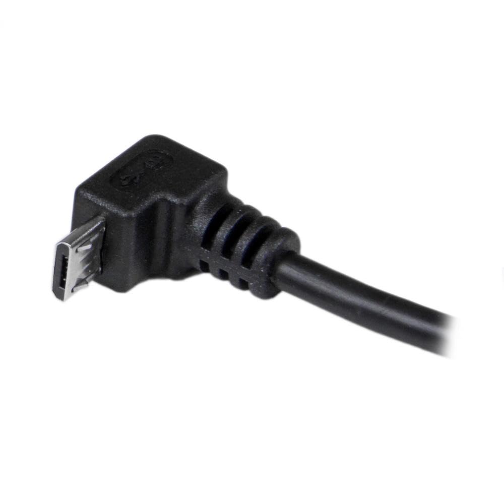 StarTech.com 2m Cord - A to Down Angle Micro B - Down Angled Micro USB Cable - 1x USB A (M), 1x USB Micro B (M) - Black (USBAUB2MD), 2m / 6 Feet