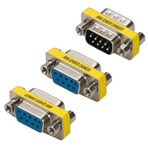 Cyberguys DB9 Gender Changer 3-Pack - Serial Adapter Set Includes DB9 Female to Female, Male to Male, and Male-to-Female - Slimline RS232 Connector…