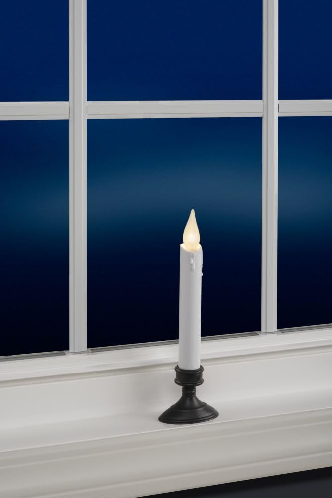 Xodus Innovations FPC1506A-2 8 Inch Battery Operated Hot Spot Window Candle with Scultured Drip Candle, 6 hr Repeating Timer, Aged Bronze Plastic
