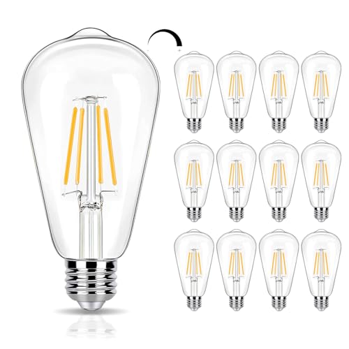 winsaLED 12 Pack Dimmable LED Light Bulbs 40 Watt Equivalent, ST19 Vintage E26 Edison Bulbs, 2700K Soft Warm White 4W LED Bulbs, Antique Filament