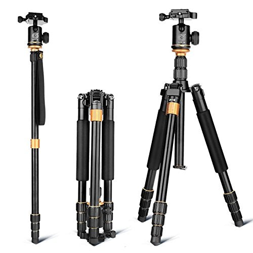 FocusFoto Q999S Aluminum Professional Tripod Monopod + BallHead Pocket Travel for Canon Nikon Sony Pentax Olympus DSLR Camera Video with Carry Case