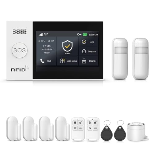 PGST Home Security Systems,Wireless Alarm System with 4G SMS/Tuya App Instant Alerts,Motion Detector,Door Alarm Sensors,Remote