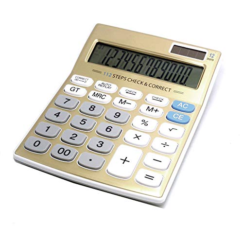 Meichoon Desktop Calculator Standard Function Solar Battery Dual Power with 12 Digit Large LCD Display Basic Calculating Machine for Office/Home