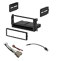 ASC Single Din Car Stereo Kit, Wire Harness, and AM/FM Radio Antenna Adapter - Black, 1 Unit - Compatible with Jeep, Chrysler, Dodge, Mitsubishi