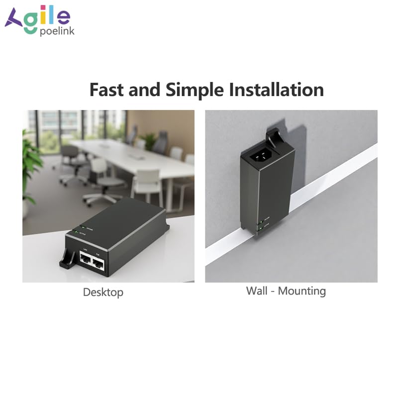Gigabit PoE Injector 48V 15W, IEEE802.3af Power Over Ethernet PoE Adapter, Single Port PoE Power Injector for IP Camera Wireless/Wireless Access Point
