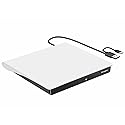 Mougerk External DVD Drive, Portable Type-C USB 3.0 DVD CD Drive Player DVD/CD +/-RW ROM Reader Rewriter Burner for Laptop Desktops (White)
