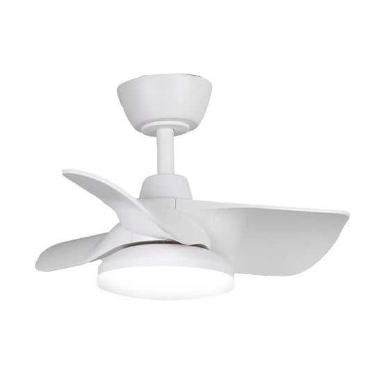 kathy ireland HOME 22" Plumier Ceiling Fan, Indoor Small Room Fan with Downrod, Compact Modern Design, Matte White (KICF58320)