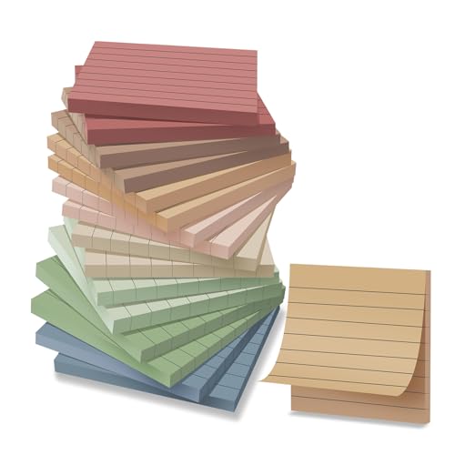 (16 Pack) Lined Sticky Notes 3x3 in Ruled Stickies,Vintage Colors