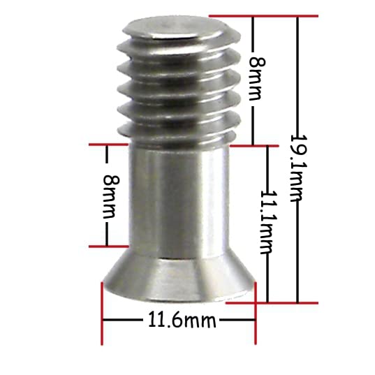 2 x 3/8" "Bullet Screw 19mm Small Head Flush Mount Stainless Steel/Tripod Clamp Hex SS
