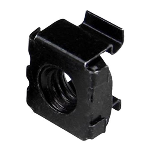 StarTech 100-Pack M6 Square Hole Cage Nuts & Tool, 19in/10in, Black, TAA