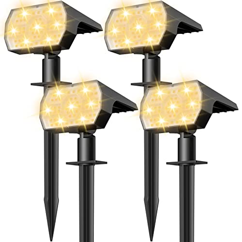 NYMPHY Solar Lights Outdoor Waterproof IP68, 56 LED 3 Lighting Modes Solar Powered Garden Yard Spot Solar Lights for Outside Landscape- 4 Pack (Warm