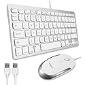 Macally USB Wired Keyboard and Mouse Combo for Mac and PC - Save Space with a Compact Small Apple Keyboard and Mouse for MacBook Pro/Air, iMac
