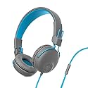 JLab Studio On-Ear Headphones, Wired Headphones, Gray/Blue, Tangle Free Cord, Ultra-Plush Faux Leather with Cloud Foam Cushions, 40mm Neodymium…