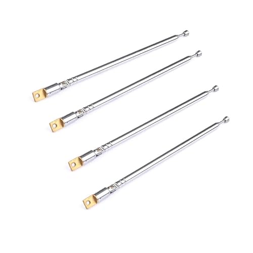 AM FM Radio Universal Antenna,37cm 14.6" Length 4-Sections Stainless Steel Radio Antenna for AM FM Radio Receiver TV and More 4pcs (Silver,Foldable