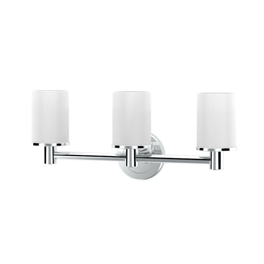 Gatco 1686 Latitude II 3-Light Bathroom Vanity Light Fixture, Wall Mounted, 19.65-Inch W x 9.5-Inch H, Chrome, Frosted Glass Shades, Triple Sconce