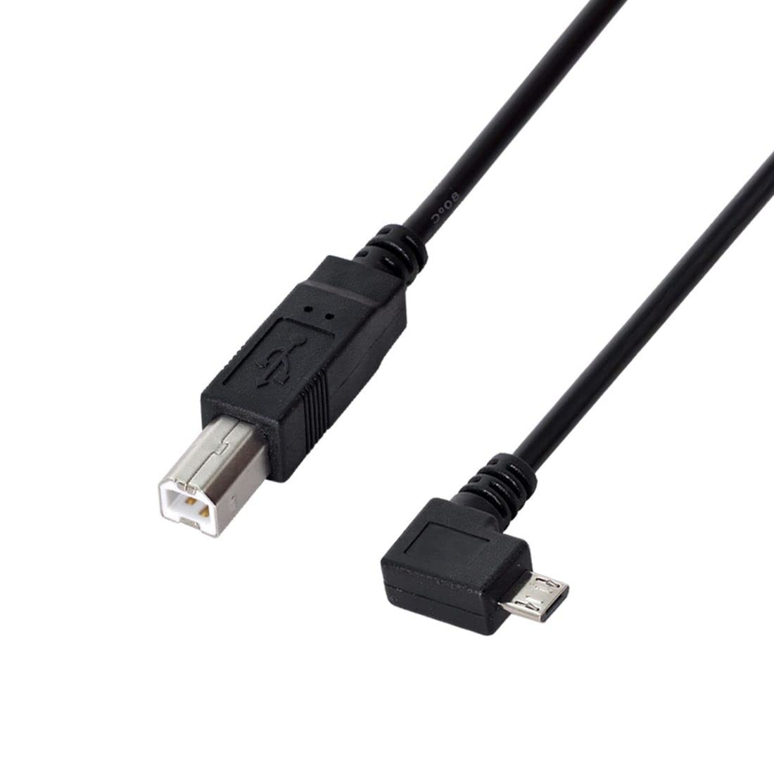 chenyang CY Micro USB to Printer Cable,Micro USB OTG 90 Degree Left Angled to USB Type B Printer Scanner Hard Disk Cable 60cm
