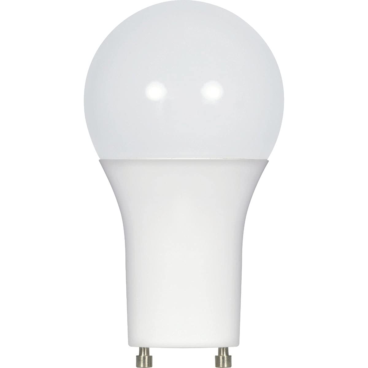 Satco S9707 10W A19 LED Light Bulbs, GU24 Bi-Pin Base, 2700K Warm White, 800 Lumen, Frosted Finish, 90 CRI, Omnidirectional, Dimmable, Damp Location