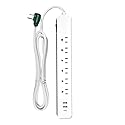 Go Green Power Inc. 6-ft Cord Surge Protector with 6 Outlets, USB-A and USB-C, 450 Joules - Compact, Heavy Duty, Circuit Breaker - Ideal for Home