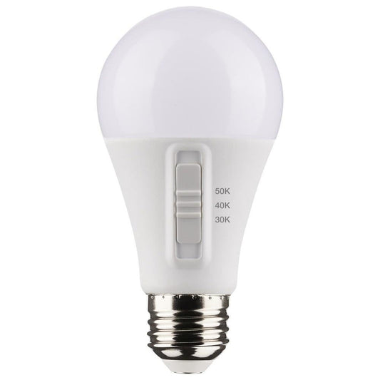 Satco Accessory - 12W A19 CCT Selectable LED Medium Base Replacement Lamp (Pack of 4)-4.59 Inches Length and 2.36 Inches Wide-