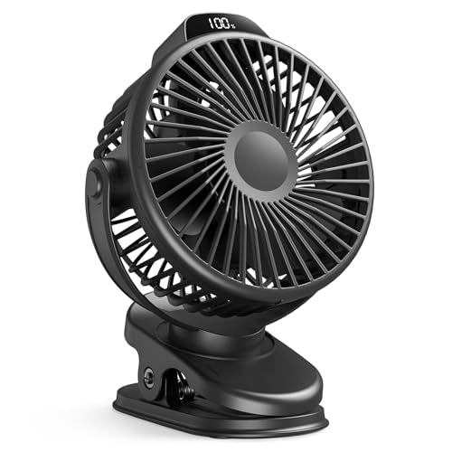 Koonie Portable Clip On Fan, Small Rechargeable Battery Operated, 3 Speeds