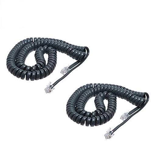 10FT Cisco Phone Cord, Handset Curly Cable, Dark Gray, (2 Pack) 7800/7900 / 8800 Series 7940 7945 7960 7965 8841