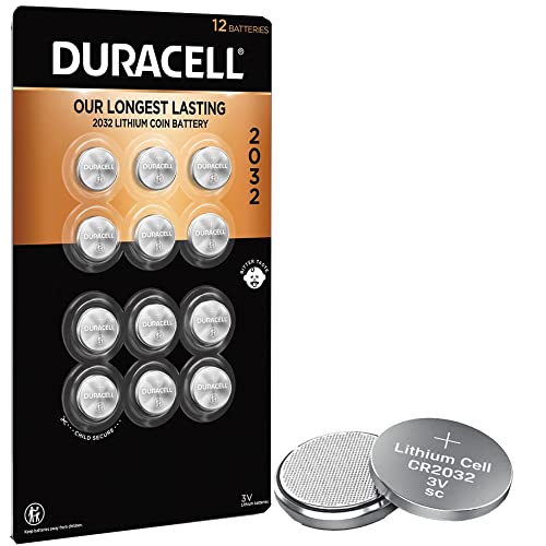 Duracell CR2032 3V Lithium Battery, Child Safety Features, 12 Count Pack, Lithium Coin Battery for Key Fob, Car Remote, Glucose Monitor, CR Lithium 3…