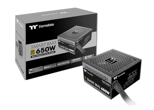 Thermaltake Smart BM3 650W 80Plus Bronze ATX 3.1 & PCIE 5 Ready Semi-Modular Power Supply; 105°C/221°F Japanese Capacitor; 5 Year Warranty