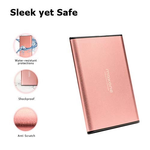 Maxone 500GB Ultra Slim Portable External Hard Drive HDD USB 3.0 Compatible with PC, Laptop - Rose Pink