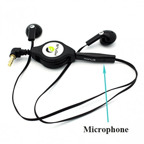 BLACK Retractable Stereo Headset Wired Dual Earbuds Earphones with Microphone for MetroPCS LG Optimus L90, MetroPCS Nokia Lumia 635, MetroPCS Samsung…